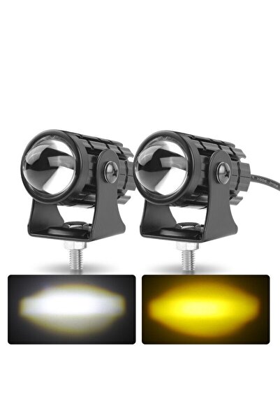 DEKOHOP Motosiklet Sis Farı 2 ADET Delici Yüksek Parlak Beyaz Sarı Çift Renk ...