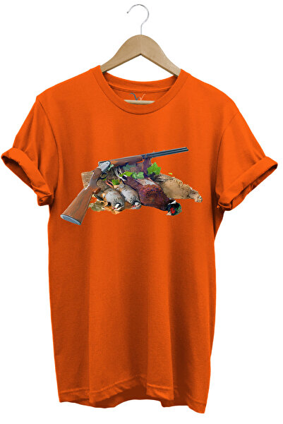 WİDİ Štampano 100% pamuk Regular Fit Orange T-shirt
