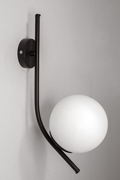 Ömür Avize Sofia Black Case White Glass Wall Sconce