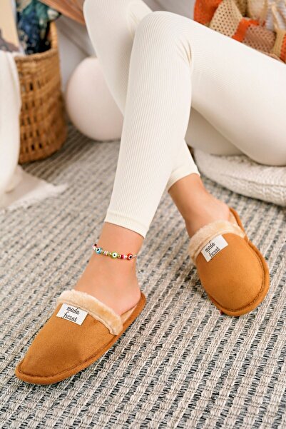 Modafırsat Λούτρινες μάλλινες γυναικείες παντόφλες που πλένονται - Guest Dowry Bundle Νυφικές παντόφλες εσωτερικά με γούνα