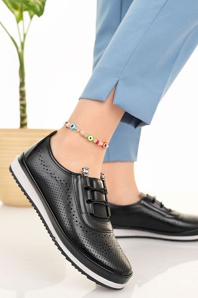Modafırsat Women's Black Orthopedic Shoes Business Office Mother Daily Ballerina Shoes