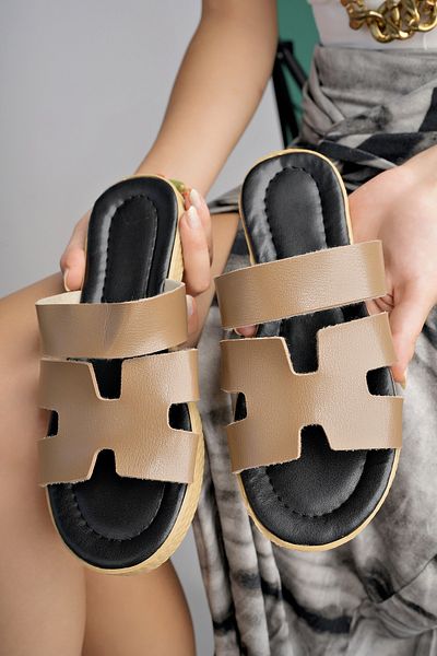 Modafırsat Tan Stylish Women's Slippers - Casual, Home, Sea, Beach Guest Dowry