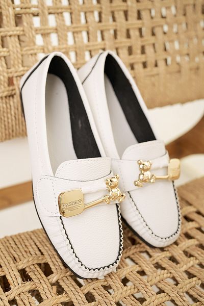 Modafırsat Women's Flats White Buckle Lightweight Comfortable Stylish Business Office Daily Shoes