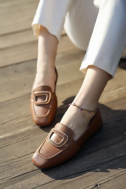 Modafırsat Women's Buckle Detailed Ballet Ballerina Light Comfortable Sole Casual Shoes