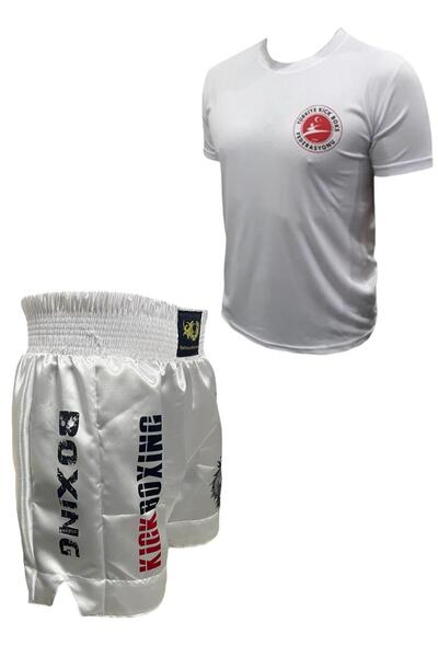 RAUNDHOUSE Dijital Baskılı Kick Boks Şortu - Kick Boks Tişörtü - Kickboks Şort Tişört Takımı ikili Set