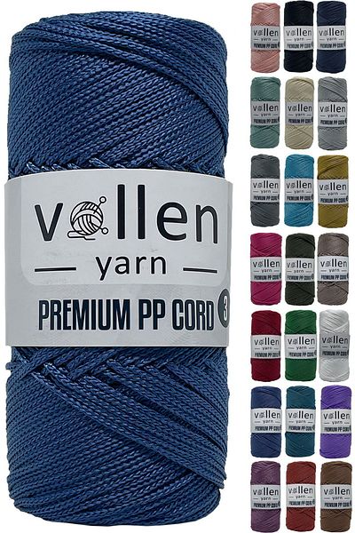 vollen yarn 600m Πολυεστερικό νήμα μακραμέ, νήμα Supla, νήμα τσάντας, νήμα βραχιολάκι, μακραμέ, τζιν μπλε 1,5mm-400gr