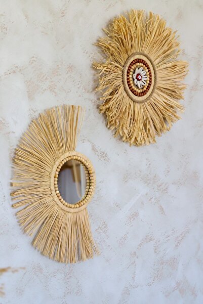 nefisenem Aynalı Bohem Duvar Süsü 2'li Set, Ev Dekorasyonu, Bahçe ve Kapı Süsü