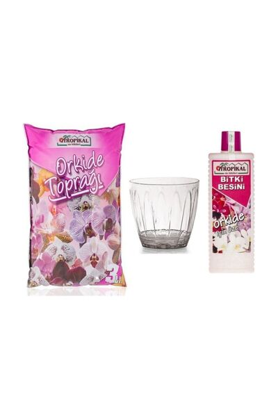 TROPİKAL Orkide Bakım Set Serinova Saksı - Orkide Toprağı (3lt) Saksı (1,5lt) Besin (225ml) - Orkide Vitamini