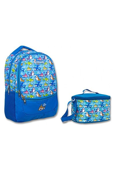 ÜMİT ÇANTA Rucsac și set de prânz pentru școala primară Cennec Blue Fishes - Băiat
