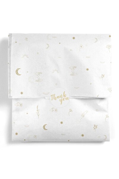 yamata kağıt Mistik Altın Yaldız Baskılı 100 Adet 35x50cm Paketleme Kağıdı Ya...