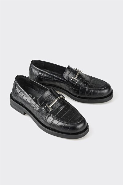 Elle Shoes Siyah Deri Kadın Günlük Ayakkabı