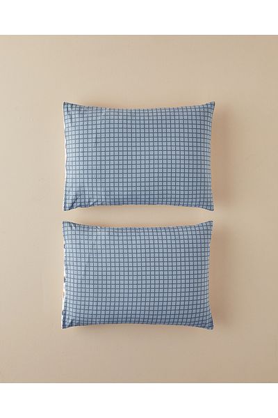 English Home 50X70 cm Blue Ornate Fancy Cotton 2-Piece Pillowcase Set