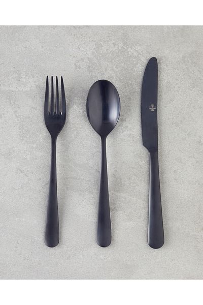 English Home Leptis 18 Piece Stainless Steel Spoon Knife Set - Black for 6 People