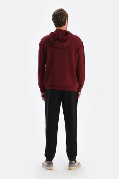 Dagi Bordeauxrotes Modal-Kapuzensweatshirt für Herren