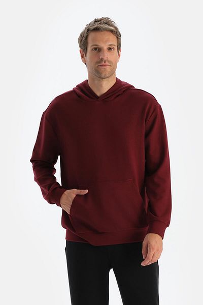 Dagi Bordeauxrotes Modal-Kapuzensweatshirt für Herren