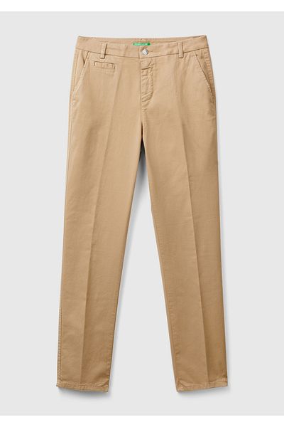 United Colors of Benetton Beige Women's Chino Pants - Elastane Basic Model