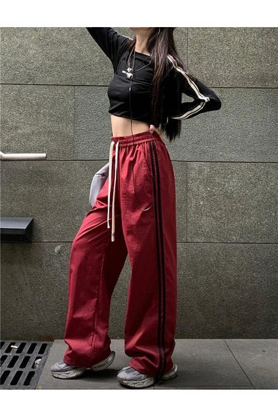DEEFWEAR Y2k Unisex Αλεξίπτωτο Φούτερ και Παντελόνι - Λεπτομέρεια ρίγες