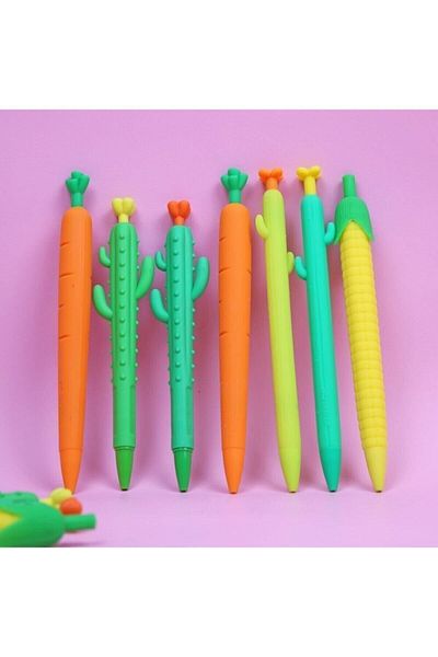 FABI Verzatil Newborn Pens with 0.7 Tips - 1 Piece Corn + 1 Piece Carrot + 1 Piece Cactus and 1 Piece 0.7 Tip Gift