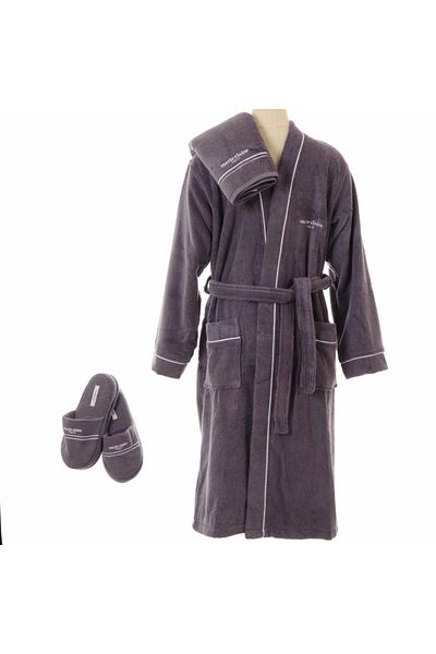 Marie Claire Bathrobe Men's Set - Micro Cotton, M/l Navy Blue Mc 059927