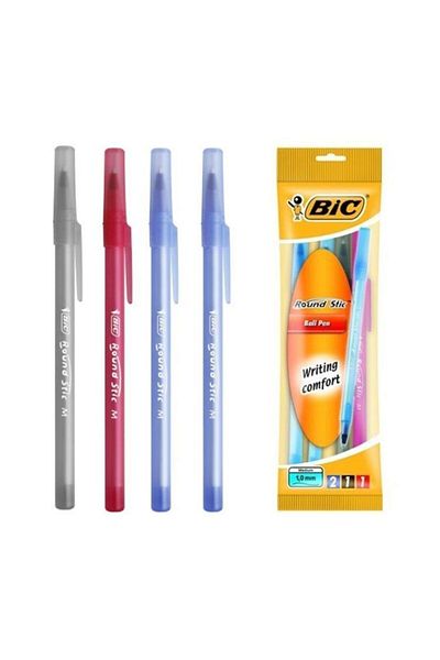 Bic مجموعة أقلام حبر جاف دائرية لاصقة ترويجية مكونة من 4 قطع