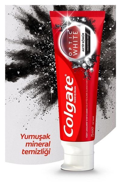 Colgate Optic White Activated Charcoal Soft Mineral Cleansing Whitening Toothpaste 4 X 75 ml