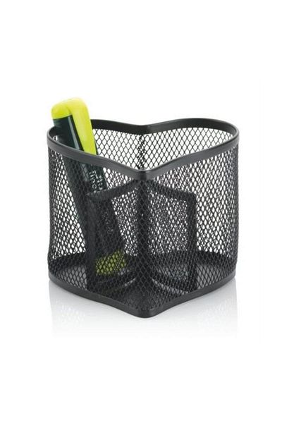 Cassa Heart Shaped Metal Perforated Pen Holder BLACK