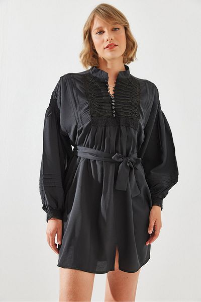 Bianco Lucci Γυναικείο μακρυμάνικο φόρεμα με γιακά και κουμπιά - 22195 60251603
