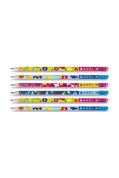 Adel Adel Kids Patterned Round Pencil with Eraser Pack of 6 (2031151001)