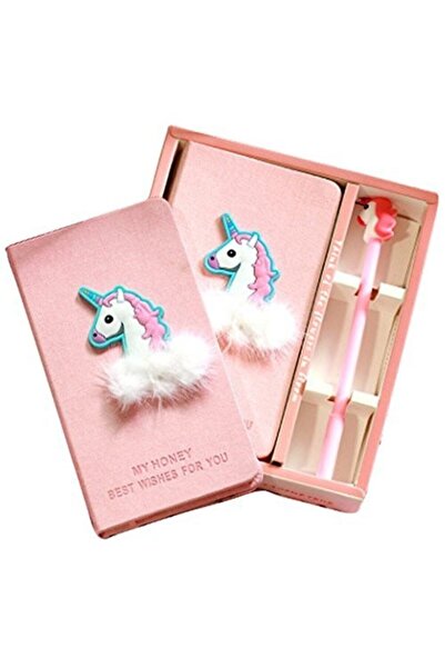 OEM Unicorn Tasarım Kalemli Not Defteri (pembe)
