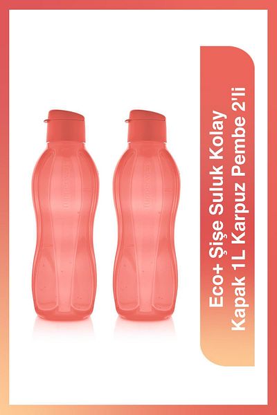 Tupperware Eco+ Water Bottle Easy Lid 1L Watermelon Pink 2 Pack
