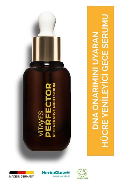VITAYES Night Serum Anti-Aging Wrinkle Herbaglow Repairing Night Care Containing 1% Hyaluronic Acid