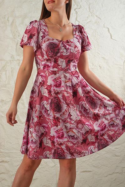 LİVE SPORT Rochie mini sublimată Burgundy - plisată în față și imprimată