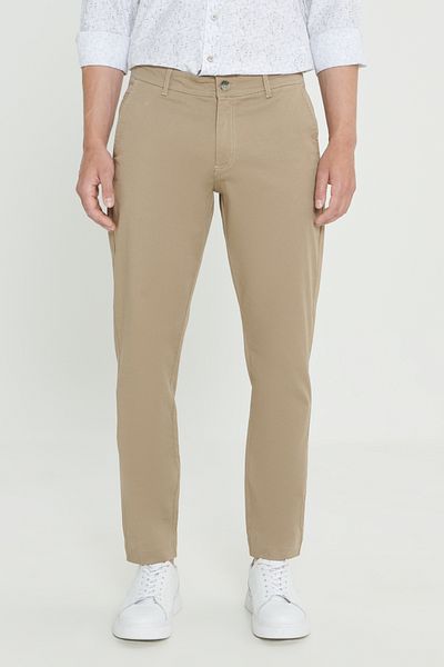 ALTINYILDIZ CLASSICS Ανδρικό παντελόνι Chino από ελαστικό βαμβακερό μπεζ Slim Fit