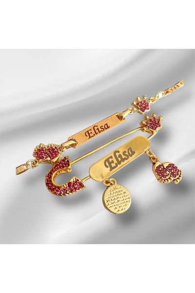 lilamtasarım Bebek Isimli Maşallah Iğne Ve Bileklik Seti