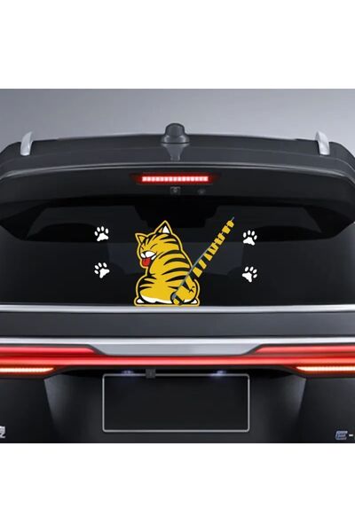 MAARS Sevimli Sarı Kedi Cam sticker, Otomobil Arka silecek sticker