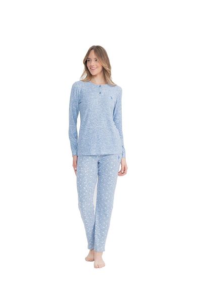 U.S. Polo Assn. BAZA. Polo Assn. Femei - Set de pijamale cu plachetă albastră