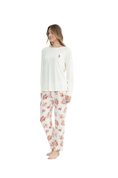U.S. Polo Assn. BAZA. Polo Assn. Set pijamale de damă cu gât rotund cu picioare scurte 11025KZ.E1.TAGR7.OU.1.0.P.6.023LKEKM