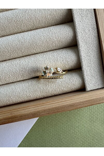 ringbox Yanardönerli Çiçek Gold Yüzük