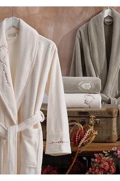 Dantela Σετ μπουρνούζι 6 τεμαχίων Velvet Cotton - Sare Cream/Beige