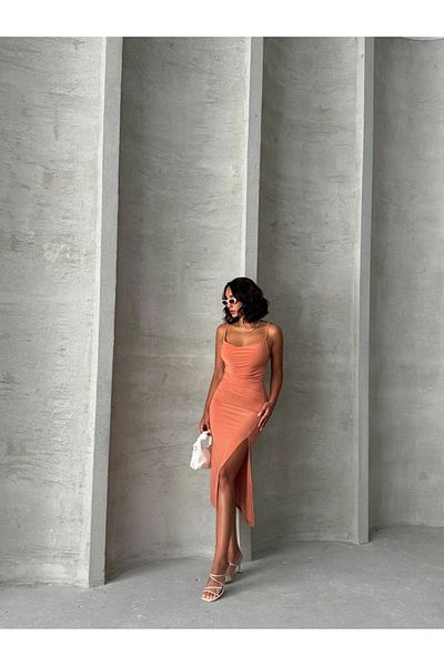 aytenli Sandy Degaje Guler Slim Loved Side adunat Slit ROCHIE