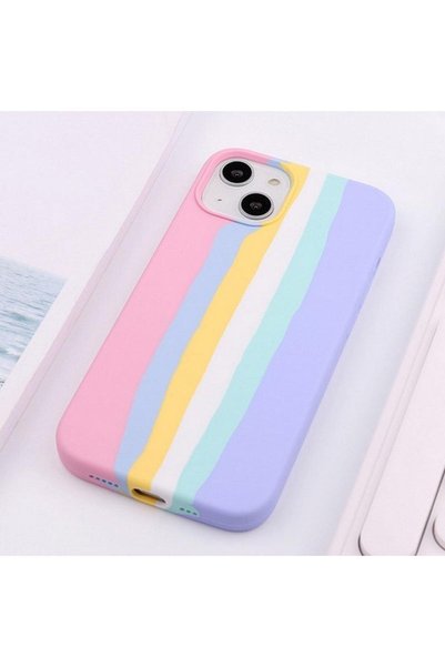 HyperAge For iPhone 13 (6.1') Premium Rainbow Rainbow Case Soft Silicone Full Protection Flashy Phone Cover