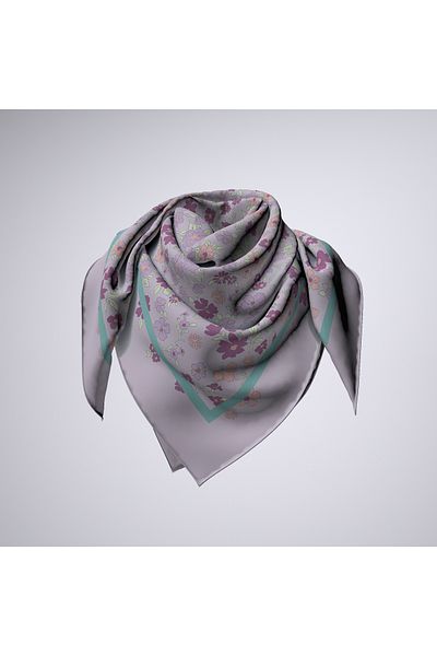 Modabutik Bandană de damă cu model de flori liliac - 70x70 DG12110-01