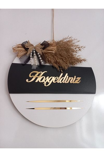 HeiN Welcome Written Mirrored Plexiglass Wooden Door Ornament