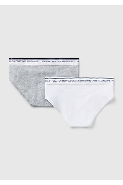 United Colors of Benetton Boy's Gray Beli Logo Printed Solid Color 2-Piece Slip Set