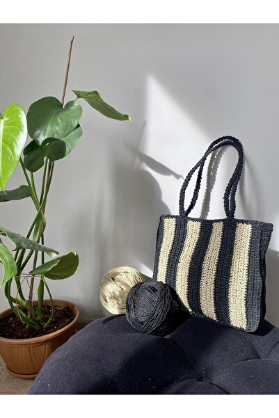 Rabika Iki Renkli Tote Hasır Çanta