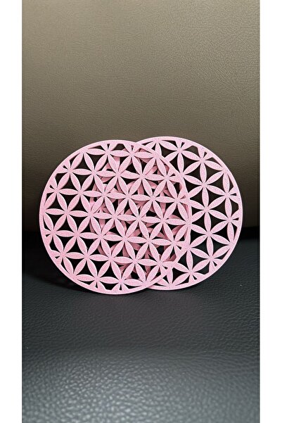 X Metal قاعدة أكواب بلاستيكية عالية الجودة منقوشة بزهرة الحياة باللون الوردي ...