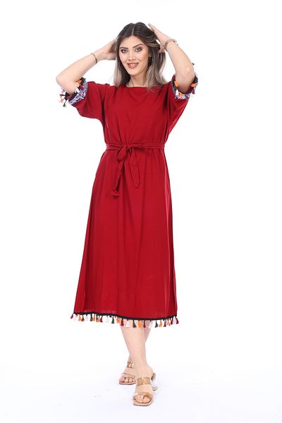 mervemoda Rochie de vară pentru femei cu lungime midi - mâneci trei sferturi