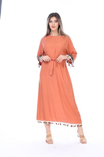 mervemoda Καλοκαιρινό μίντι γυναικείο φόρεμα - μανίκι τριών τετάρτων
