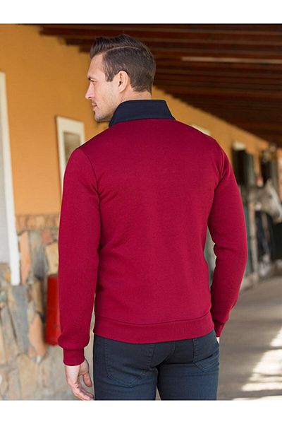 Masimar Men's Stand Collar Zippered Printed Slim Fit Sweatshirt