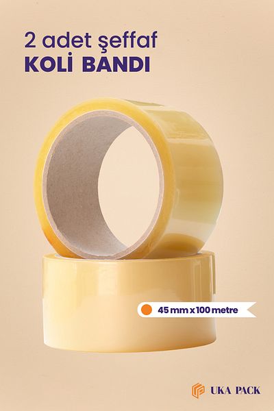 UKAPACK UKA Transparent Duct Tape 45 Mm X 100 Meters high Gluing Quality 2 pieces